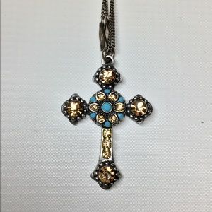 Mariana Cross Necklace with Turquoise & Gold
